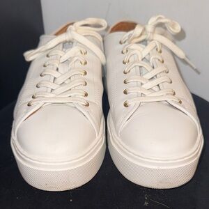 Sezane Maël Baskets White Sneakers with Gold Accents size 7